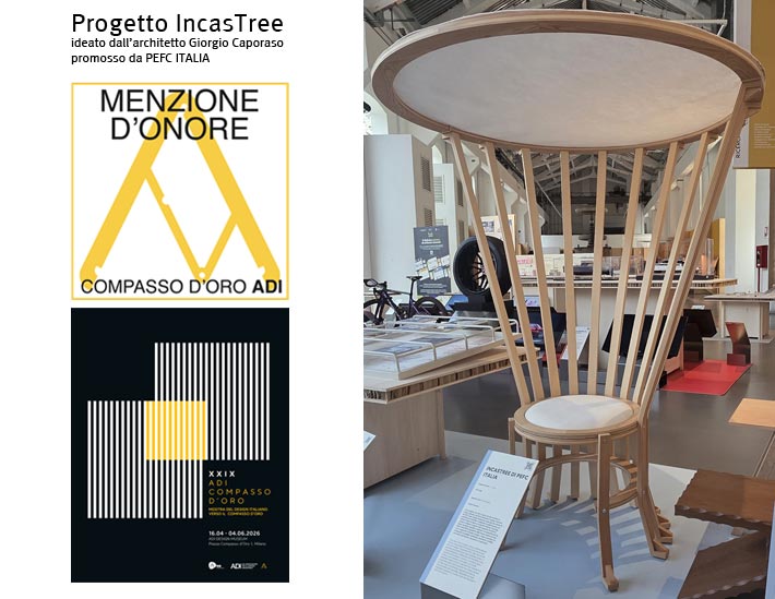 Compasso d&rsquo;Oro: Menzione d&rsquo;Onore ADI per il progetto IncasTree ideato dall&rsquo;architetto Giorgio Caporaso e promosso da PEFC ITALIA