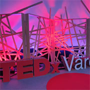 The TEDx Varese logo made of cardboard from Lessmore