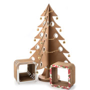Albero di Natale in cartone, colore avana naturale, con fori per decorazioni e addobbi, Lessmore (altezza 170 cm)